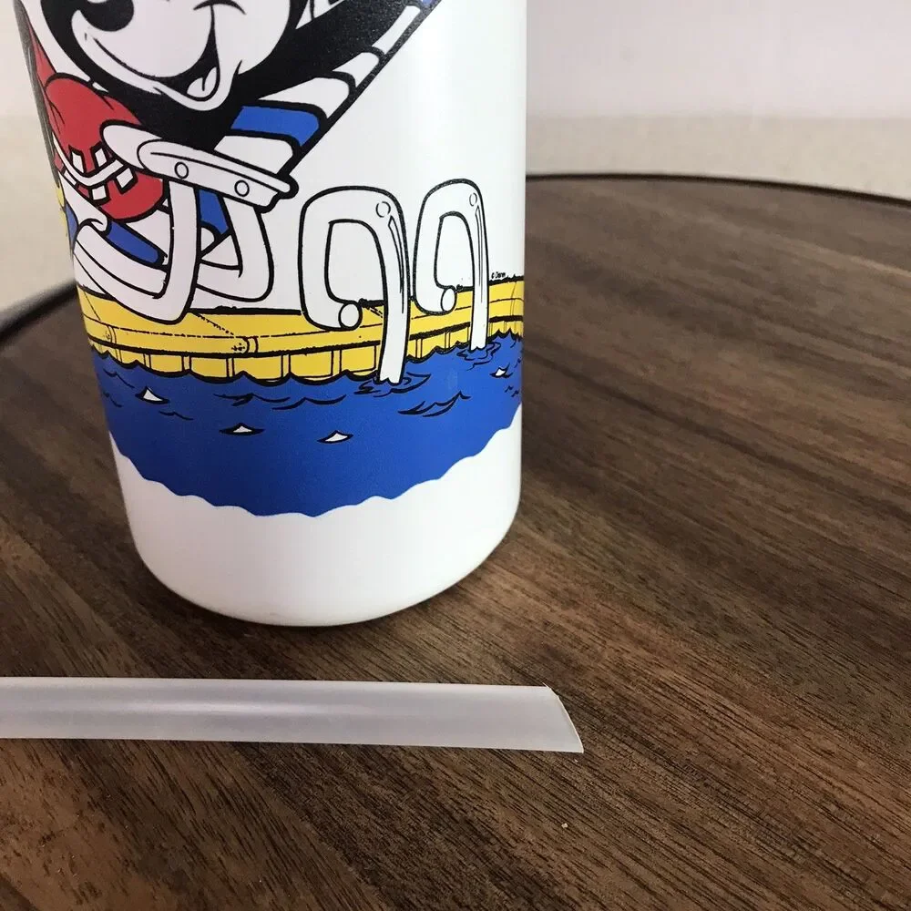 Vintage Disney Mickey Mouse Refillable Water Bottle W/ Straw Mickey By The Pool